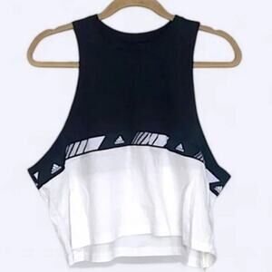 Adidas Women’s Activewear Tank XL Black Contrast Logo Band Athleisure Streetwear